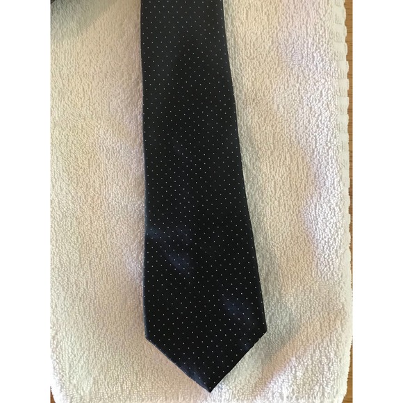 Dark Blue with White Small Dots Men’s Neck Tie - Picture 7 of 8